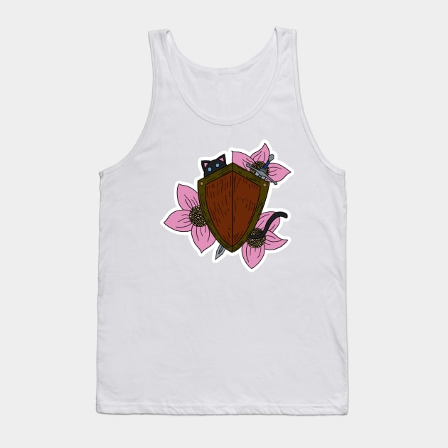 Kitty Sword & Shield Tank Top by Lucca's Factory